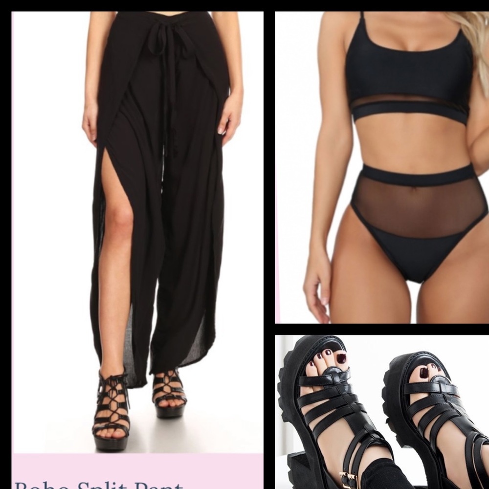 Boho wide leg, wraparound pant. Great for beach and summer activities!